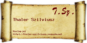 Thaler Szilviusz névjegykártya